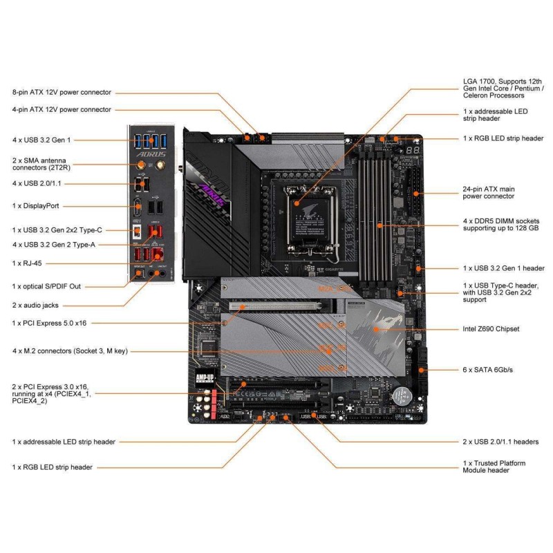 GIGABYTE Z690 AORUS PRO LGA 1700 Intel Z690 ATX Motherboard with DDR5, Quad M.2, PCIe 5.0, USB 3.2 Gen2X2 Type-C, WiFi 6, 2.5GbE LAN GIGABYTE Z690 AORUS PRO LGA 1700 Intel Z690 ATX Motherboard with DDR5, Quad M.2, PCIe 5.0, USB 3.2 Gen2X2 Type-C, WiFi 6, 2.5GbE LAN