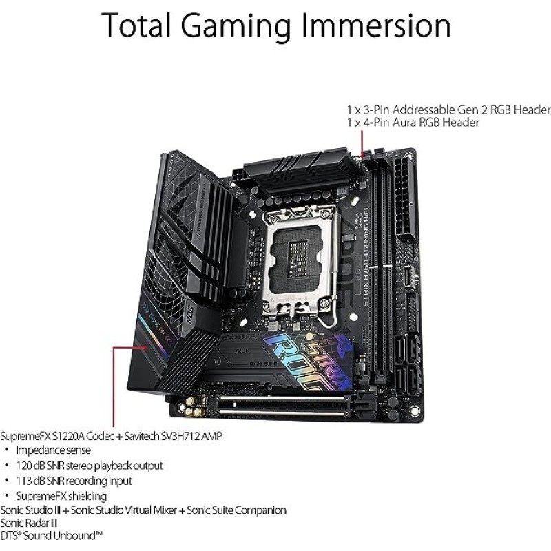 ASUS ROG Strix B760-I Gaming WiFi mini-ITX motherboard,DDR5 ASUS ROG Strix B760-I Gaming WiFi mini-ITX motherboard,DDR5