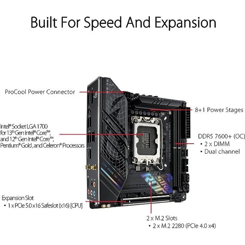 ASUS ROG Strix B760-I Gaming WiFi mini-ITX motherboard,DDR5 ASUS ROG Strix B760-I Gaming WiFi mini-ITX motherboard,DDR5