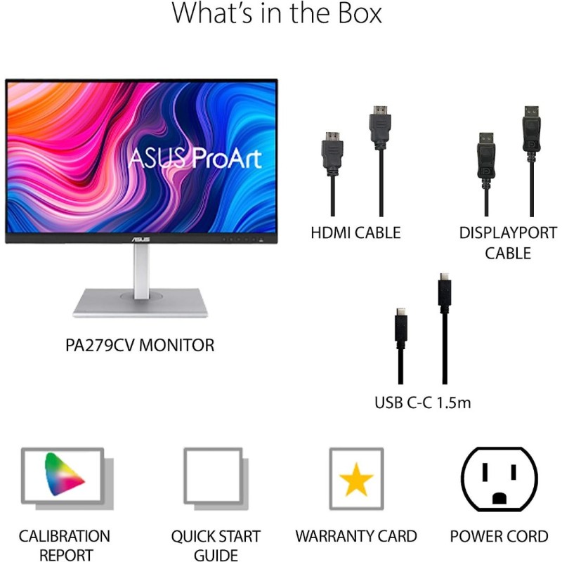 ASUS ProArt Display PA279CV 27” 4K HDR UHD (3840 x 2160) Monitor, IPS, 100 Percent sRGB/Rec. 709, ΔE < 2 ASUS ProArt Display PA279CV 27” 4K HDR UHD (3840 x 2160) Monitor, IPS, 100 Percent sRGB/Rec. 709, ΔE < 2