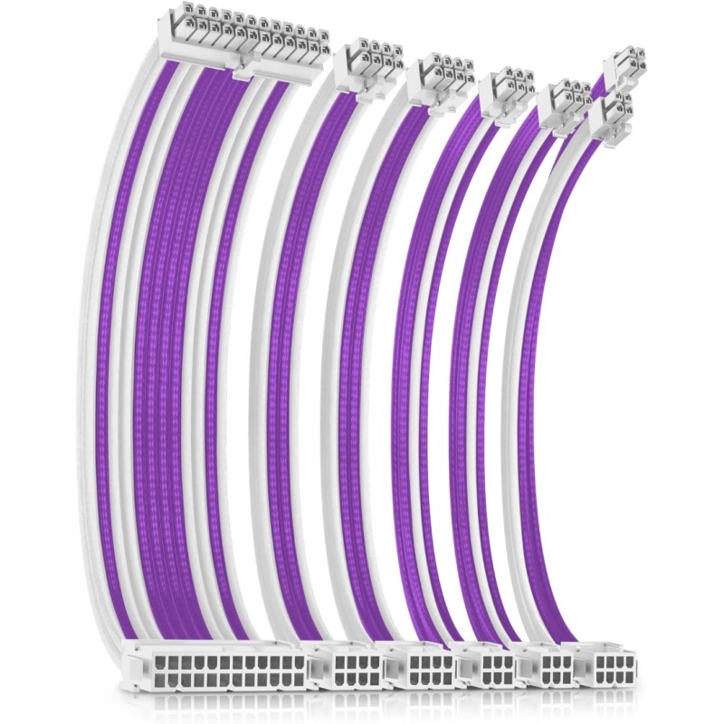 Antec PSU Cables, Sleeved Cable Extension Kit, White Connector, White Purple Antec PSU Cables, Sleeved Cable Extension Kit, White Connector, White Purple