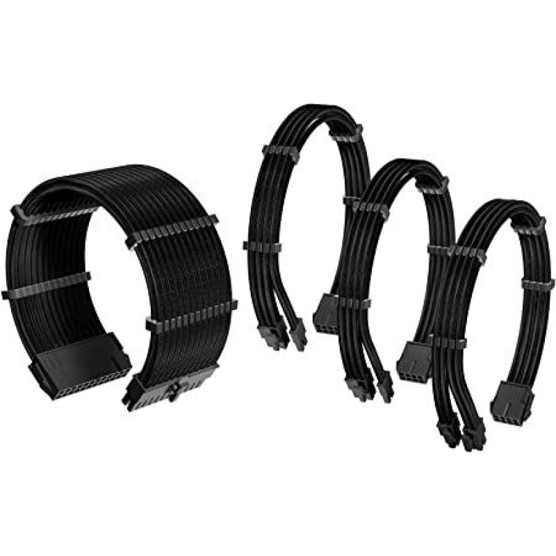 Antec Sleeved Extension Power Supply Cable Kit, Black Antec Sleeved Extension Power Supply Cable Kit, Black