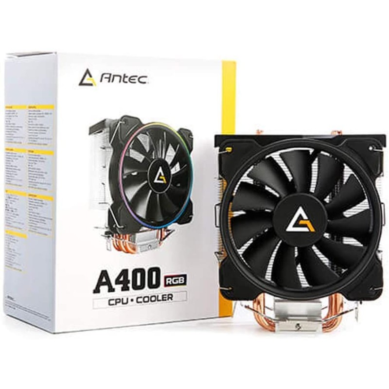 Antec CPU Cooler, A400 RGB, 4-Pin Connector PWM Silent Fan Antec CPU Cooler, A400 RGB, 4-Pin Connector PWM Silent Fan