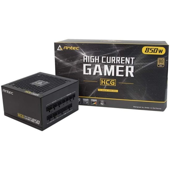 Antec HCG850 Gold Power Supply 850 Watts 80 Plus Gold PSU with 120mm Silent FDB Fan, Full Modular, Japanese Capacitors, Active PFC