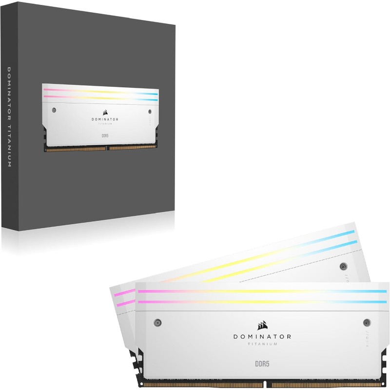 Corsair DOMINATOR TITANIUM RGB 64GB (2x32GB) DDR5 6600MT/s White Corsair DOMINATOR TITANIUM RGB 64GB (2x32GB) DDR5 6600MT/s White