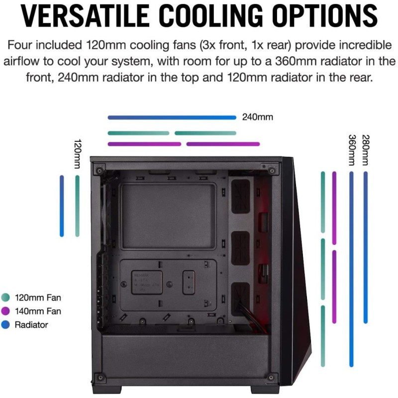 Corsair Carbide Series SPEC-DELTA RGB Mid-Tower ATX Gaming Case, Tempered Glass & Plus PSU CV550W Corsair Carbide Series SPEC-DELTA RGB Mid-Tower ATX Gaming Case, Tempered Glass & Plus PSU CV550W