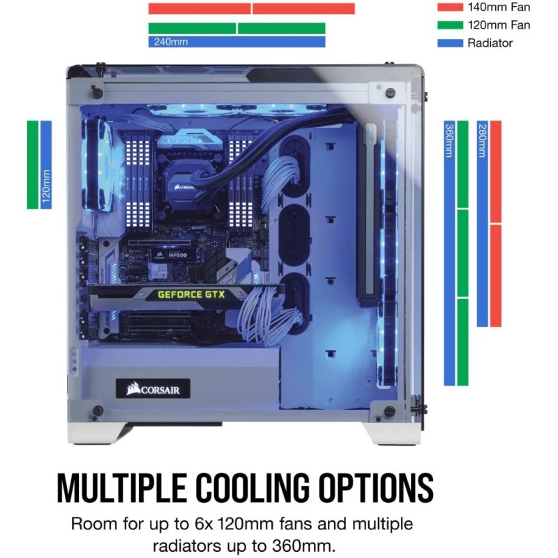 Corsair CRYSTAL 570X RGB Mid-Tower Case, 3 RGB Fans, Tempered Glass - White Corsair CRYSTAL 570X RGB Mid-Tower Case, 3 RGB Fans, Tempered Glass - White