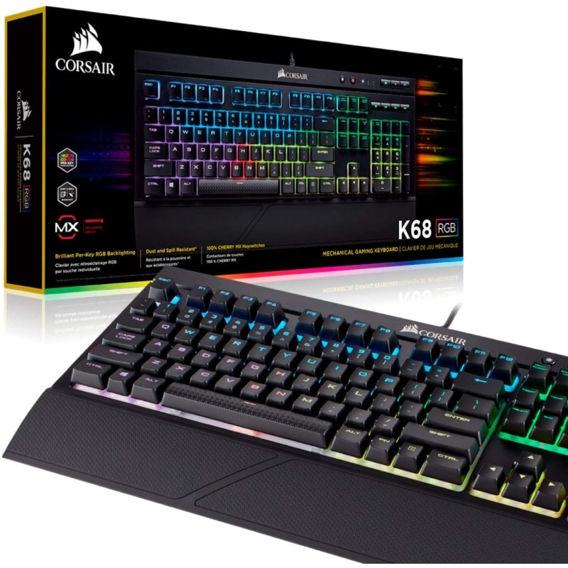 Corsair K68 RGB Mechanical Gaming Keyboard, Backlit RGB LED, Dust and Spill Resistant - Linear & Quiet - Cherry MX Red Corsair K68 RGB Mechanical Gaming Keyboard, Backlit RGB LED, Dust and Spill Resistant - Linear & Quiet - Cherry MX Red