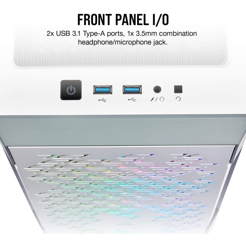 Corsair iCUE 220T RGB Airflow Tempered Glass Mid-Tower Smart Case, White Corsair iCUE 220T RGB Airflow Tempered Glass Mid-Tower Smart Case, White