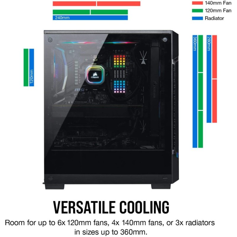 Corsair iCUE 220T RGB Airflow Tempered Glass Mid-Tower Smart Case - Black Corsair iCUE 220T RGB Airflow Tempered Glass Mid-Tower Smart Case - Black