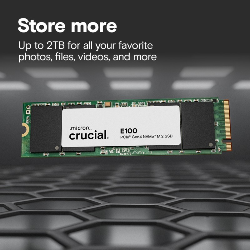 Crucial E100 2TB PCIe Gen4 NVMe M.2 Crucial E100 2TB PCIe Gen4 NVMe M.2