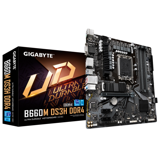 GIGABYTE B660M DS3H DDR4 B660 Intel LGA 1700 M-ATX Motherboard with DDR4, Dual M.2, PCIe 4.0, USB 3.2 Gen2 Type-C, 2.5GbE LAN