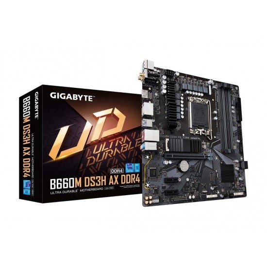 GIGABYTE B660M DS3H AX DDR4 B660 Intel LGA 1700 M-ATX Motherboard with DDR4, Dual M.2, PCIe 4.0, USB 3.2 Gen2 Type-C, 2.5GbE LAN
