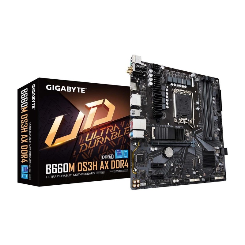 GIGABYTE B660M DS3H AX DDR4 B660 Intel LGA 1700 M-ATX Motherboard with DDR4, Dual M.2, PCIe 4.0, USB 3.2 Gen2 Type-C, 2.5GbE LAN GIGABYTE B660M DS3H AX DDR4 B660 Intel LGA 1700 M-ATX Motherboard with DDR4, Dual M.2, PCIe 4.0, USB 3.2 Gen2 Type-C, 2.5GbE LAN