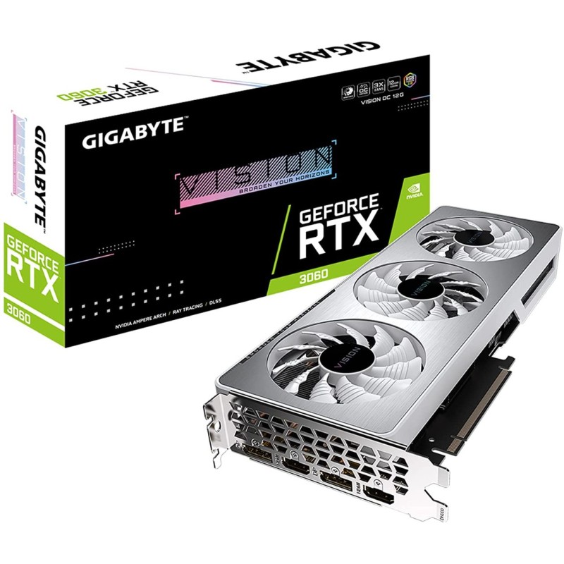 GIGABYTE GeForce RTX 3060 Vision OC 12G (REV2.0) Graphics Card, 3X WINDFORCE Fans, 12GB 192-bit GDDR6, GV-N3060VISION OC-12GD REV2.0 Video Card GIGABYTE GeForce RTX 3060 Vision OC 12G (REV2.0) Graphics Card, 3X WINDFORCE Fans, 12GB 192-bit GDDR6, GV-N3060VISION OC-12GD REV2.0 Video Card
