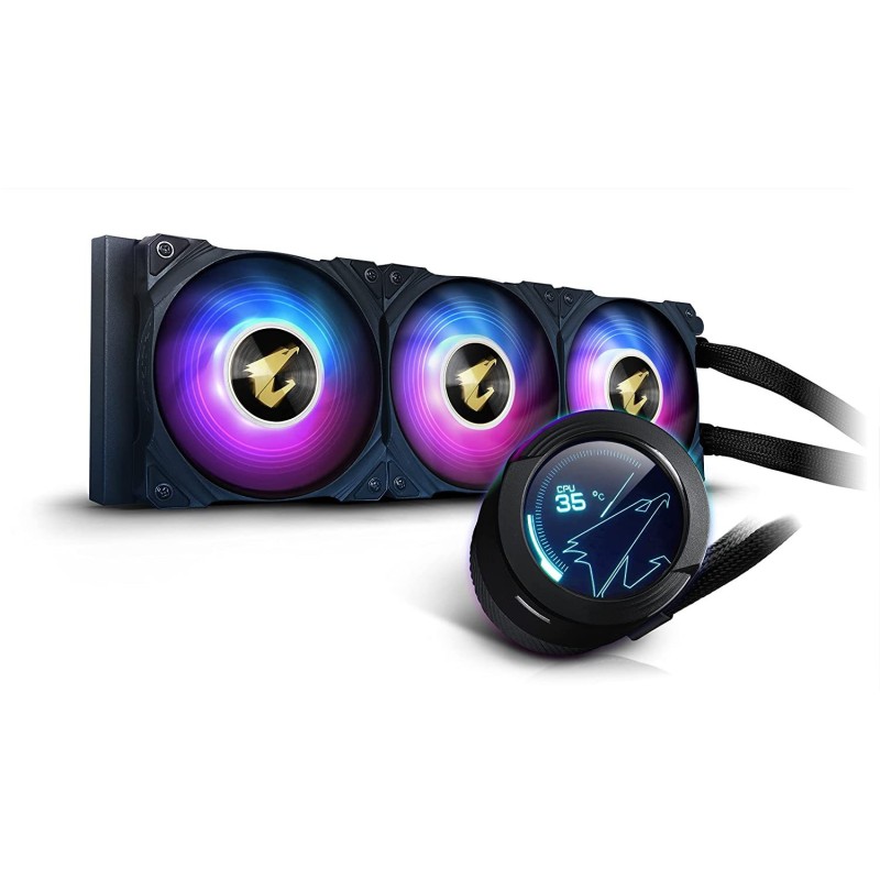 AORUS WATERFORCE X 360 AIO Liquid CPU Cooler, 360mm Radiator with 3X 120mm ARGB Fans, Adjustable Circular LCD Display with Micro SD Support and RGB Fusion 2.0, GP-AORUS WATERFORCE X 360 AORUS WATERFORCE X 360 AIO Liquid CPU Cooler, 360mm Radiator with 3X 120mm ARGB Fans, Adjustable Circular LCD Display with Micro SD Support and RGB Fusion 2.0, GP-AORUS WATERFORCE X 360