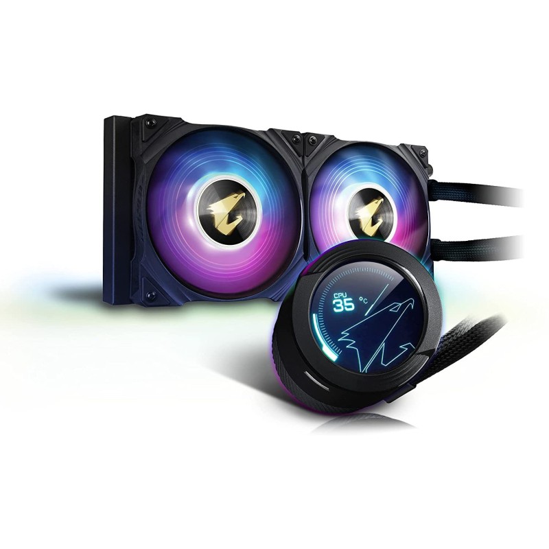 AORUS WATERFORCE X 280 AIO Liquid CPU Cooler, 280mm Radiator with 2X 140mm ARGB Fans, Adjustable Circular LCD Display with Micro SD Support and RGB Fusion 2.0, GP-AORUS WATERFORCE X 280 AORUS WATERFORCE X 280 AIO Liquid CPU Cooler, 280mm Radiator with 2X 140mm ARGB Fans, Adjustable Circular LCD Display with Micro SD Support and RGB Fusion 2.0, GP-AORUS WATERFORCE X 280