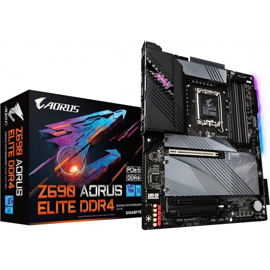 GIGABYTE Z690 AORUS Elite DDR4 (LGA 1700/ Intel Z690/ ATX/ DDR4/ Quad M.2/ PCIe 5.0/ USB 3.2 Gen2X2 Type-C/2.5GbE LAN/Gaming Motherboard)