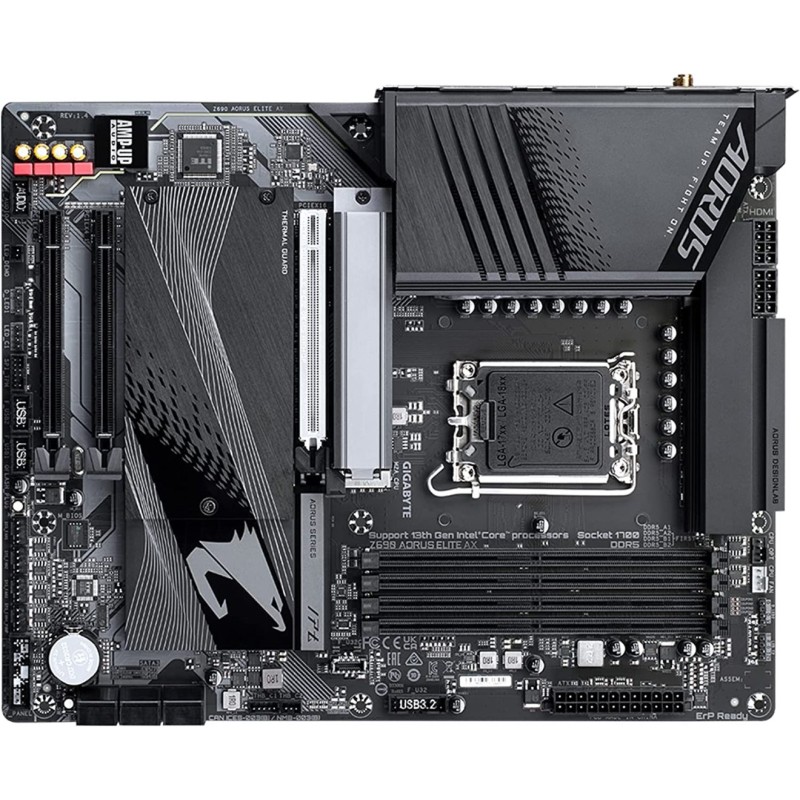 GIGABYTE Z690 AORUS Elite AX (LGA 1700/ Intel Z690/ ATX/ DDR5/ Quad M.2/ PCIe 5.0/ USB 3.2 Gen2X2 Type-C/WiFi 6/2.5GbE LAN) GIGABYTE Z690 AORUS Elite AX (LGA 1700/ Intel Z690/ ATX/ DDR5/ Quad M.2/ PCIe 5.0/ USB 3.2 Gen2X2 Type-C/WiFi 6/2.5GbE LAN)