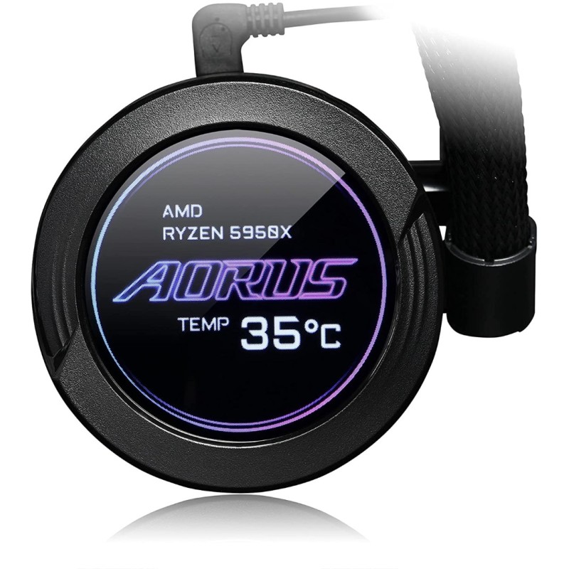 AORUS WATERFORCE X 360 AIO Liquid CPU Cooler, 360mm Radiator with 3X 120mm ARGB Fans, Adjustable Circular LCD Display with Micro SD Support and RGB Fusion 2.0, GP-AORUS WATERFORCE X 360 AORUS WATERFORCE X 360 AIO Liquid CPU Cooler, 360mm Radiator with 3X 120mm ARGB Fans, Adjustable Circular LCD Display with Micro SD Support and RGB Fusion 2.0, GP-AORUS WATERFORCE X 360