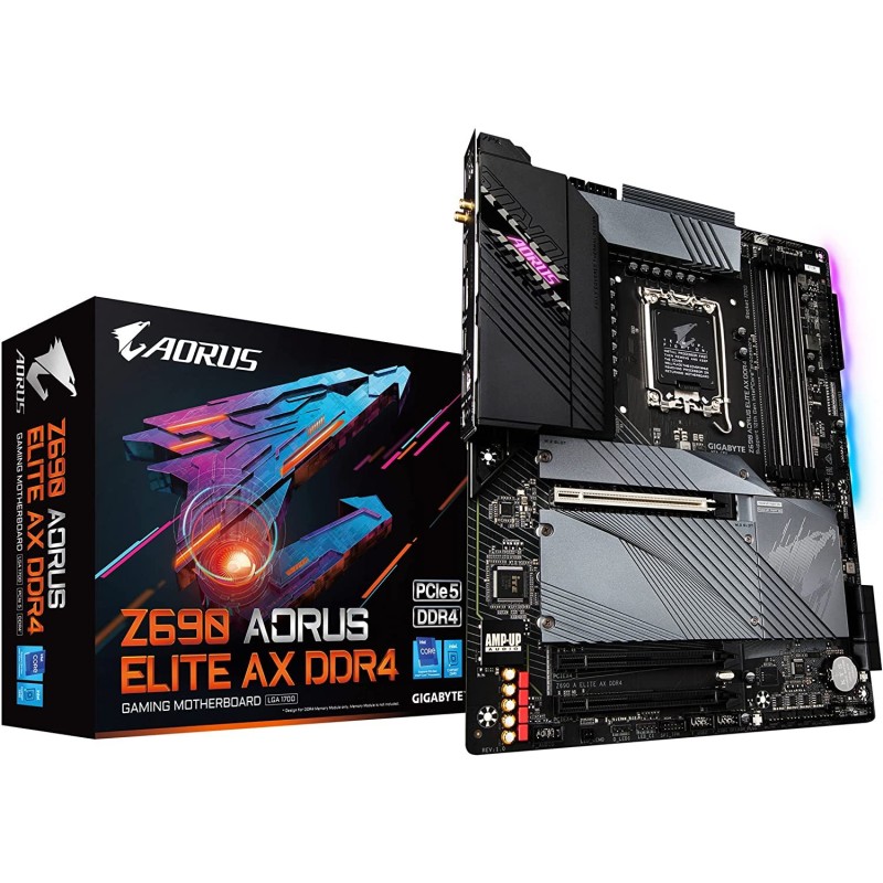 GIGABYTE Z690 AORUS Elite AX DDR4 (LGA 1700/ Intel Z690/ ATX/ DDR4/ Quad M.2/ PCIe 5.0/ USB 3.2 Gen2X2 Type-C/WiFi 6/2.5GbE LAN/Gaming Motherboard) GIGABYTE Z690 AORUS Elite AX DDR4 (LGA 1700/ Intel Z690/ ATX/ DDR4/ Quad M.2/ PCIe 5.0/ USB 3.2 Gen2X2 Type-C/WiFi 6/2.5GbE LAN/Gaming Motherboard)