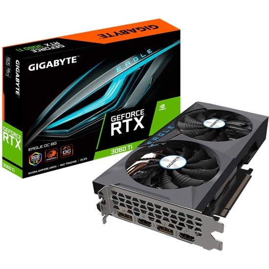 GIGABYTE GeForce RTX 3060 Ti Eagle 8G Graphics Card, 2X WINDFORCE Fans, 8GB 256-Bit GDDR6