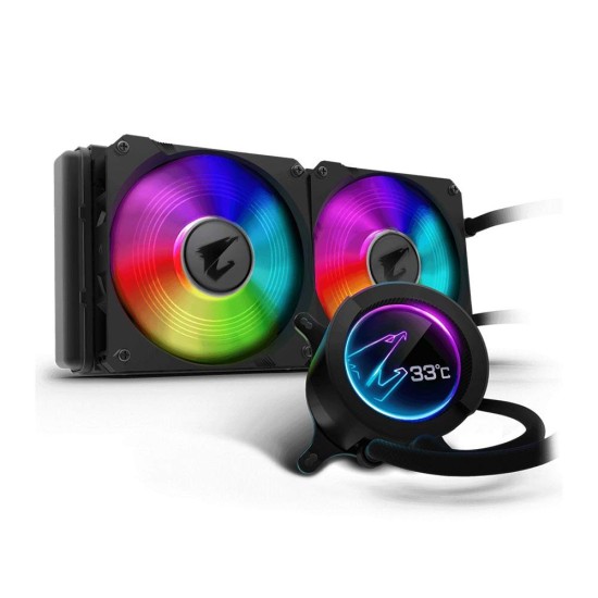 Gigabyte Aorus Liquid Cooler 240, All-in-one Liquid Cooler with Circular LCD Display, RGB Fusion 2.0, Dual 120mm ARGB Fans