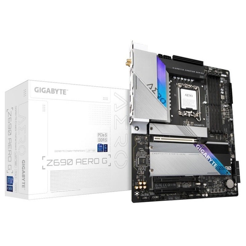 GIGABYTE Z690 AERO G DDR5 (LGA 1700/ Intel Z690/ ATX/ DDR4/ Quad M.2/ PCIe 5.0/ USB 3.2 Gen2X2 Type-C/WiFi 6/ Intel 2.5 GbE LAN/Motherboard) GIGABYTE Z690 AERO G DDR5 (LGA 1700/ Intel Z690/ ATX/ DDR4/ Quad M.2/ PCIe 5.0/ USB 3.2 Gen2X2 Type-C/WiFi 6/ Intel 2.5 GbE LAN/Motherboard)