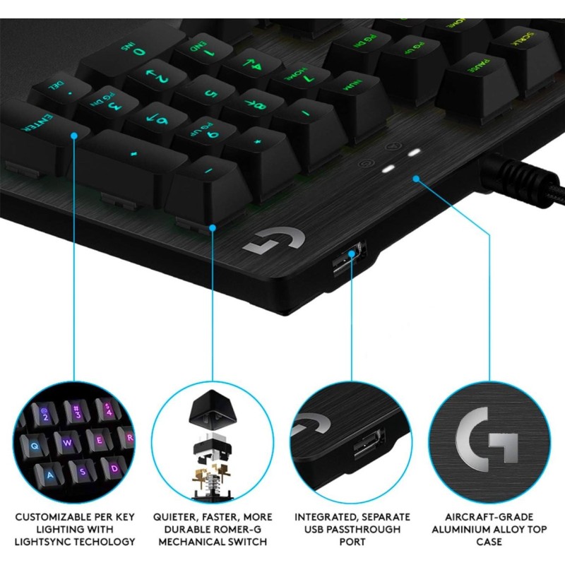 Logitech G512 Mechanical Gaming Keyboard Special Edition,RGB Lightsync Backlit Keys,GX Blue Clicky Key Logitech G512 Mechanical Gaming Keyboard Special Edition,RGB Lightsync Backlit Keys,GX Blue Clicky Key