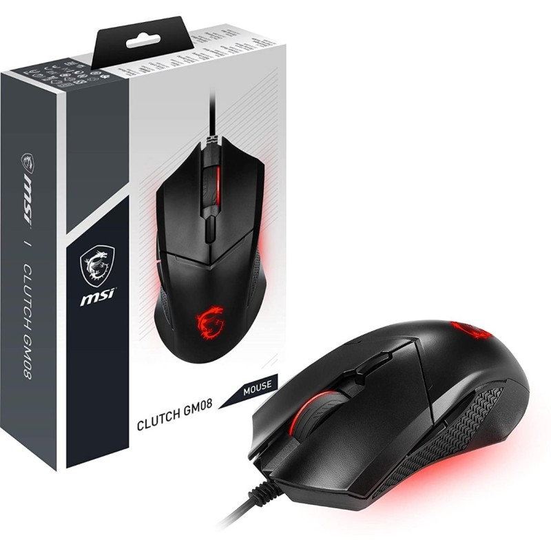 MSI Clutch GM08 4200 DPI Optical Wired Gaming Mouse with Red LED MSI Clutch GM08 4200 DPI Optical Wired Gaming Mouse with Red LED