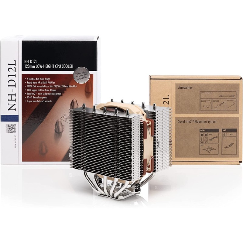 Noctua NH-D12L, Low-Height Dual-Tower CPU Cooler (120mm, Brown) Noctua NH-D12L, Low-Height Dual-Tower CPU Cooler (120mm, Brown)