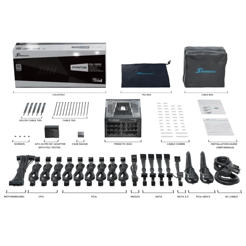 Seasonic Prime PX-1600 1600W ATX 3.1 80 Plus Platinum Fully Modular