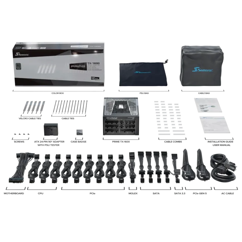 Seasonic Prime TX-1600 1600W ATX 3.1 80 Plus Titanium Fully Modular