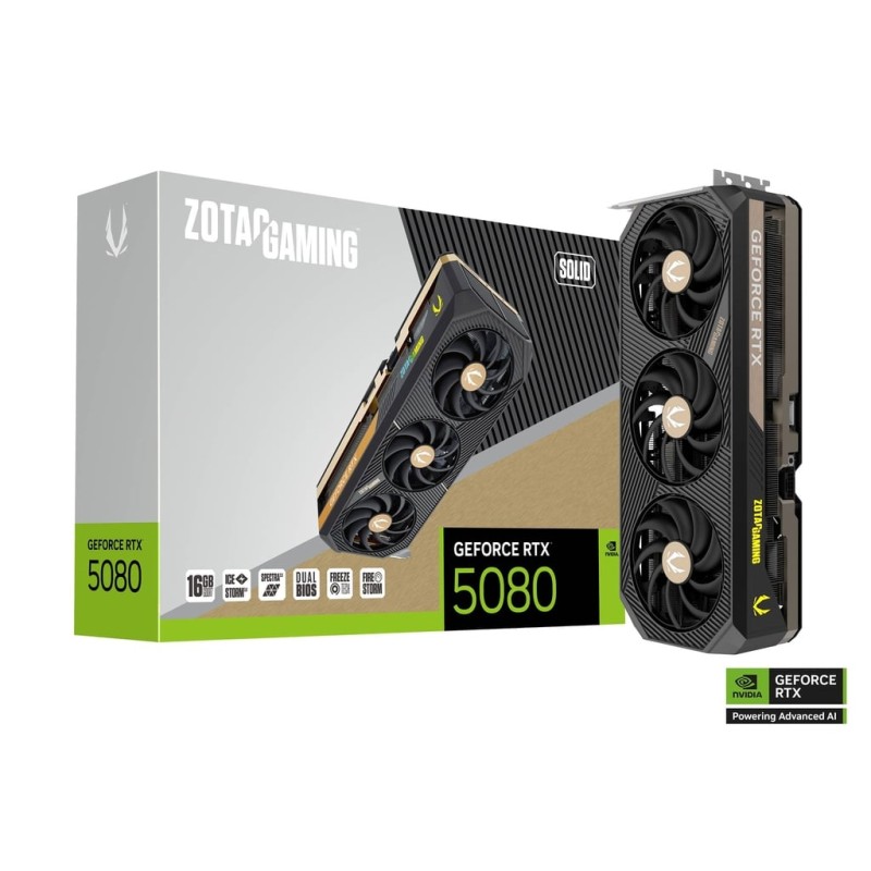 Zotac GeForce RTX 5080 GAMING SOLID OC Triple Fan 16GB GDDR7 PCIe 5.0 Zotac GeForce RTX 5080 GAMING SOLID OC Triple Fan 16GB GDDR7 PCIe 5.0