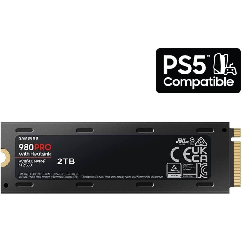 SAMSUNG 980 PRO SSD with Heatsink 2TB PCIe Gen 4 NVMe M.2 Internal Solid State Drive, Heat Control, Max Speed, PS5 Compatible SAMSUNG 980 PRO SSD with Heatsink 2TB PCIe Gen 4 NVMe M.2 Internal Solid State Drive, Heat Control, Max Speed, PS5 Compatible