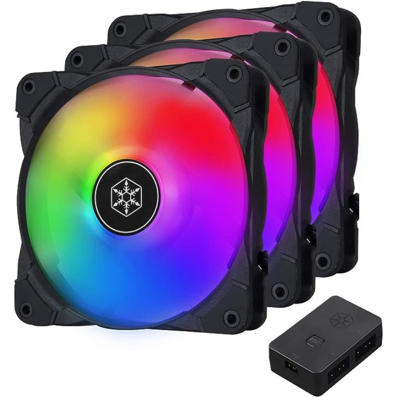 SilverStone Technology 3-Pack of Air Blazer 120mm ARGB Fans with ARGB Controller SilverStone Technology 3-Pack of Air Blazer 120mm ARGB Fans with ARGB Controller