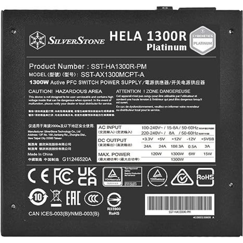SilverStone Technology HELA 1300R Platinum /1300W Fully Modular SilverStone Technology HELA 1300R Platinum /1300W Fully Modular