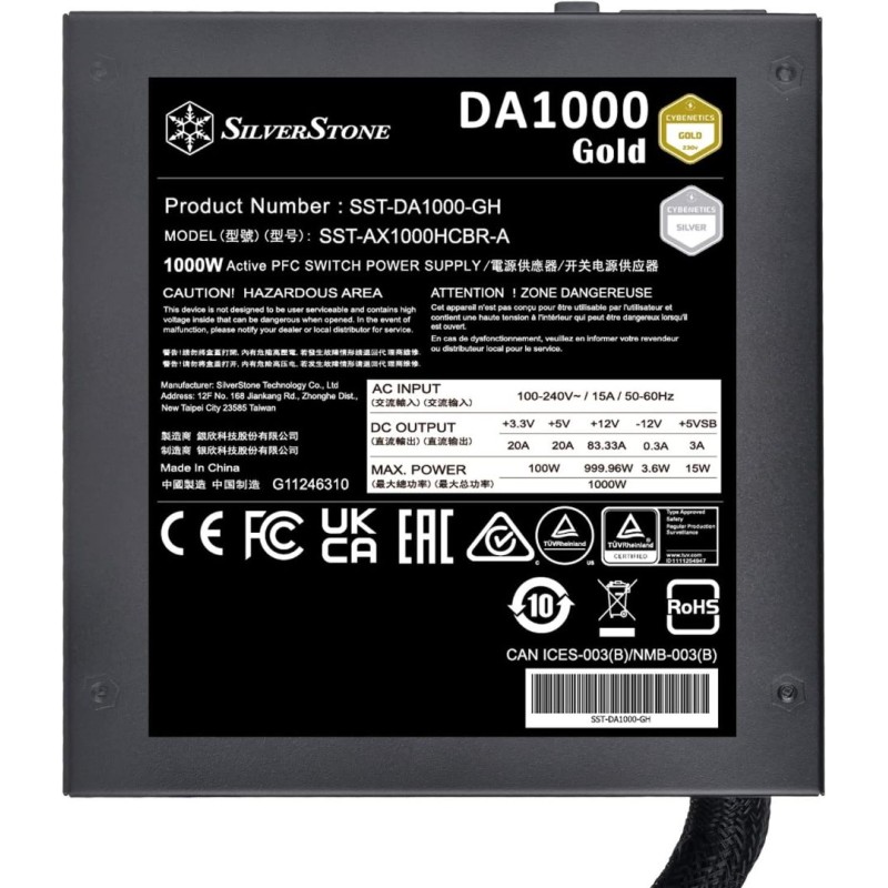 SilverStone DA1000 Gold 1000W Semi-Modular SilverStone DA1000 Gold 1000W Semi-Modular