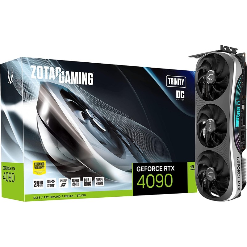 ZOTAC Gaming GeForce RTX 4090 Trinity OC 24GB GDDR6X 384-bit 21 Gbps PCIE 4.0 Gaming Graphics Card, IceStorm 3.0 Advanced Cooling, Spectra 2.0 RGB Lighting ZOTAC Gaming GeForce RTX 4090 Trinity OC 24GB GDDR6X 384-bit 21 Gbps PCIE 4.0 Gaming Graphics Card, IceStorm 3.0 Advanced Cooling, Spectra 2.0 RGB Lighting