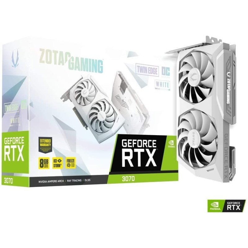 ZOTAC GAMING GeForce RTX 3070 White Twin Edge OC 8GB GDDR6 256-bit 14 Gbps PCIE 4.0 ZOTAC GAMING GeForce RTX 3070 White Twin Edge OC 8GB GDDR6 256-bit 14 Gbps PCIE 4.0