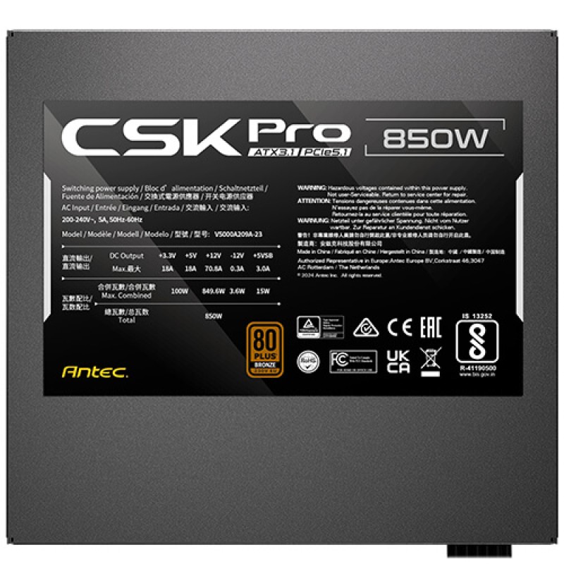 CX700 ARGB 3Fan 120M PSU Antec CSK Pro 850 Bronze ATX3.1