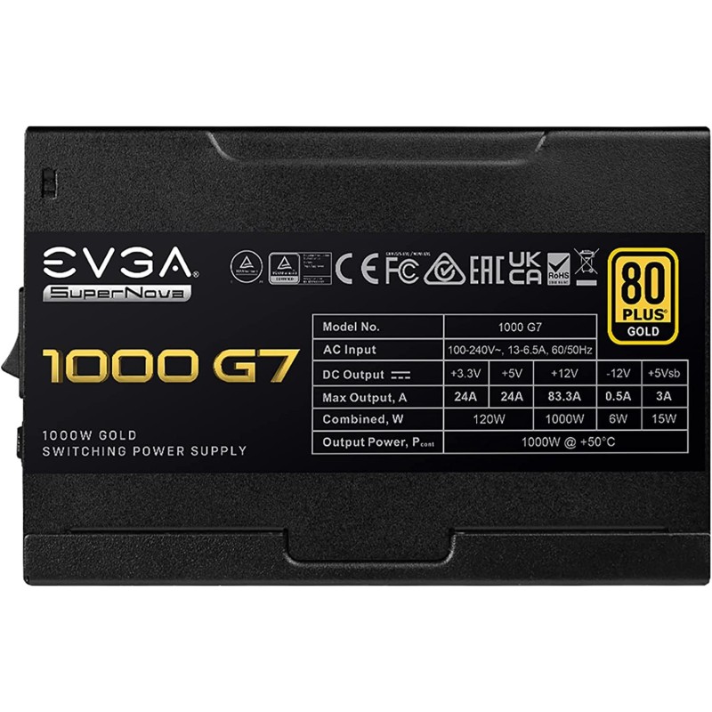 EVGA Supernova 1000 G7, 80 Plus Gold 1000W, Fully Modular, Eco Mode with FDB Fan, 10 Year Warranty, Includes Power ON Self Tester, Compact 130mm Size EVGA Supernova 1000 G7, 80 Plus Gold 1000W, Fully Modular, Eco Mode with FDB Fan, 10 Year Warranty, Includes Power ON Self Tester, Compact 130mm Size