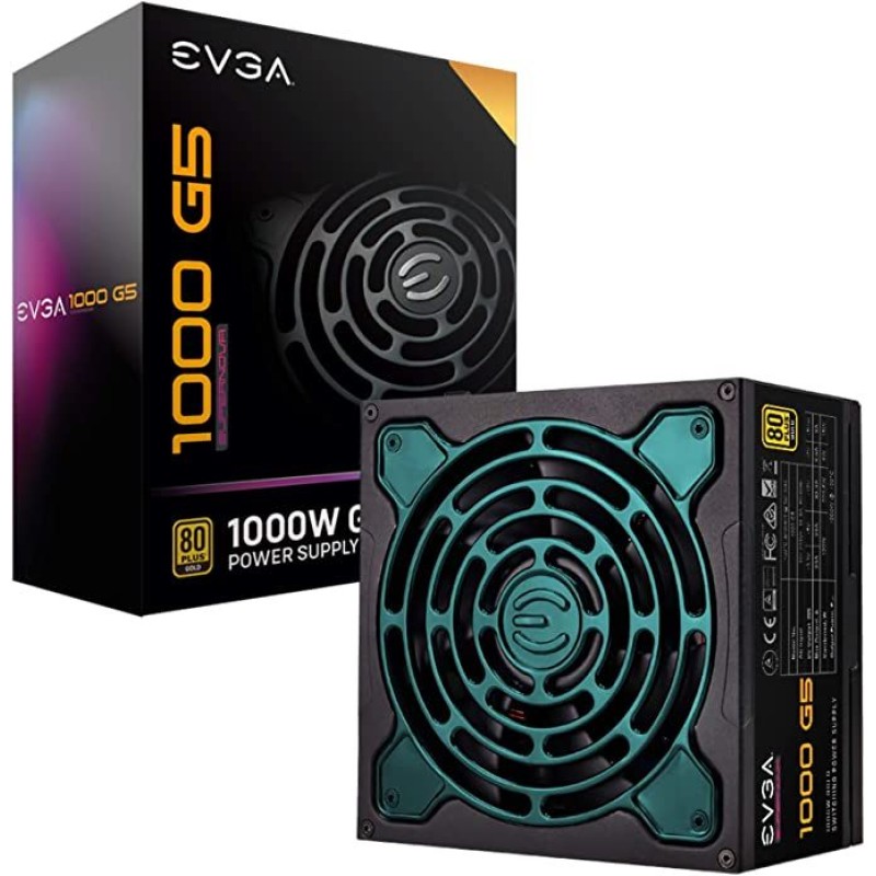 EVGA SuperNOVA 1000 G5, 80 Plus Gold 1000W, Fully Modular, ECO Mode with Fdb Fan, 10 Year Warranty, Compact 150mm Size EVGA SuperNOVA 1000 G5, 80 Plus Gold 1000W, Fully Modular, ECO Mode with Fdb Fan, 10 Year Warranty, Compact 150mm Size