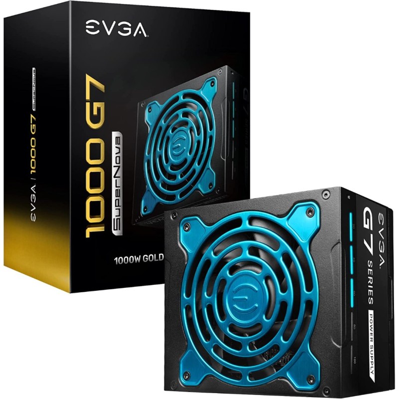 EVGA Supernova 1000 G7, 80 Plus Gold 1000W, Fully Modular, Eco Mode with FDB Fan, 10 Year Warranty, Includes Power ON Self Tester, Compact 130mm Size EVGA Supernova 1000 G7, 80 Plus Gold 1000W, Fully Modular, Eco Mode with FDB Fan, 10 Year Warranty, Includes Power ON Self Tester, Compact 130mm Size