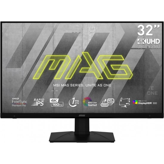 MSI MAG323UPF, 32" 3840 x 2160 (UHD), 4K Rapid IPS Gaming Monitor, 1 ms, 160Hz, FreeSync Premium, HDR600, FreeSync Premium Pro, HDMI, DisplayPort, Tilt, Swivel, Pivot and Height Adjustable.