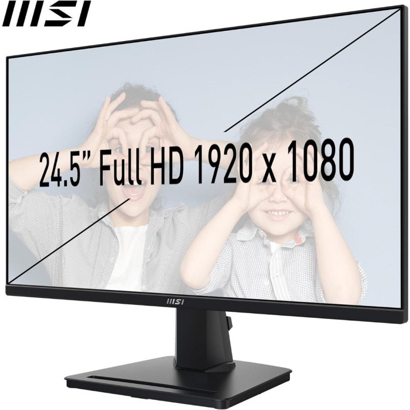 MSI Pro MP251 24.5" IPS 1920 x 1080 (FHD), 100Hz, Adaptive Sync, HDMI, VGA Port, VESA Mount, Tilt, Speaker, 1 ms, Black MSI Pro MP251 24.5" IPS 1920 x 1080 (FHD), 100Hz, Adaptive Sync, HDMI, VGA Port, VESA Mount, Tilt, Speaker, 1 ms, Black