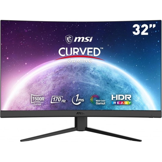 MSI Optix G32CQ4 E2 QHD 1500R Curvature 16:9 Aspect Ratio Non-Glare Super Narrow Bezel 1ms 2560 x 1440 170Hz Refresh Rate Tilt Adjustment AMD FreeSync 32" Monitor,Black