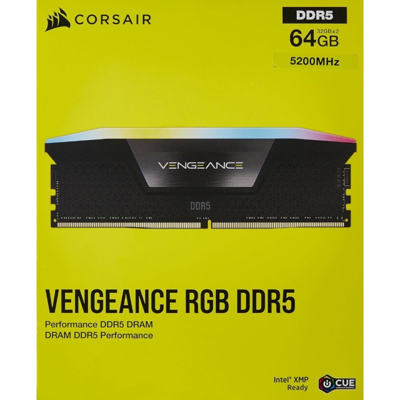 Corsair VENGEANCE RGB 64GB (2x32GB) DDR5 5200MT/s CL40 Corsair VENGEANCE RGB 64GB (2x32GB) DDR5 5200MT/s CL40
