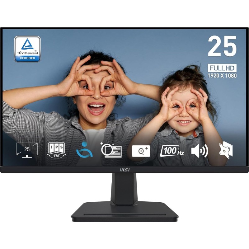 MSI Pro MP251 24.5" IPS 1920 x 1080 (FHD), 100Hz, Adaptive Sync, HDMI, VGA Port, VESA Mount, Tilt, Speaker, 1 ms, Black MSI Pro MP251 24.5" IPS 1920 x 1080 (FHD), 100Hz, Adaptive Sync, HDMI, VGA Port, VESA Mount, Tilt, Speaker, 1 ms, Black