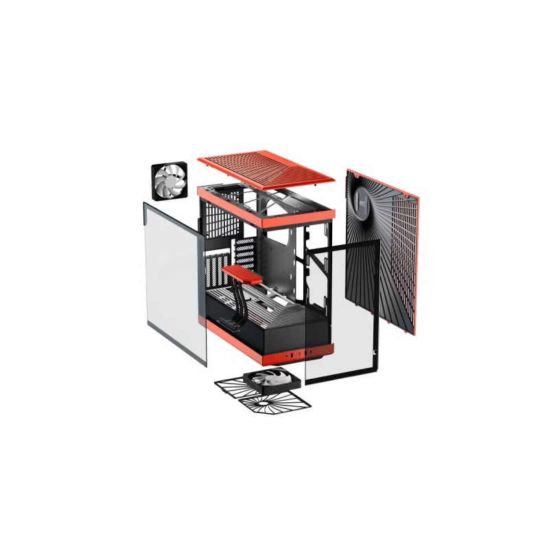 HYTE Y40 Red and Black with 2 Fans and Gen 4.0 Riser Cable HYTE Y40 Red and Black with 2 Fans and Gen 4.0 Riser Cable